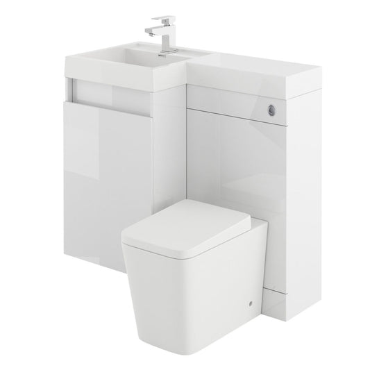 Summers Gloss White Left Hand Combination Vanity Basin and WC Unit 900mm
