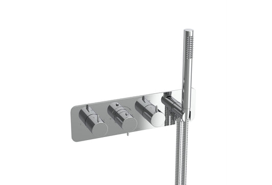 EDEN 3 way thermostatic shower valve kit in landscape with handspray