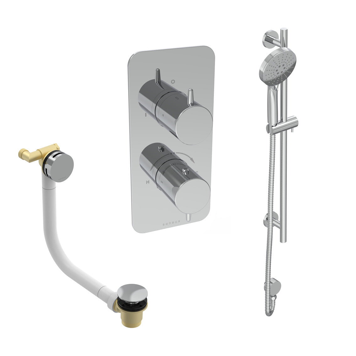 EDEN 2 way shower kit - w/ 3 Function Handset & Slider Rail & Bath filler