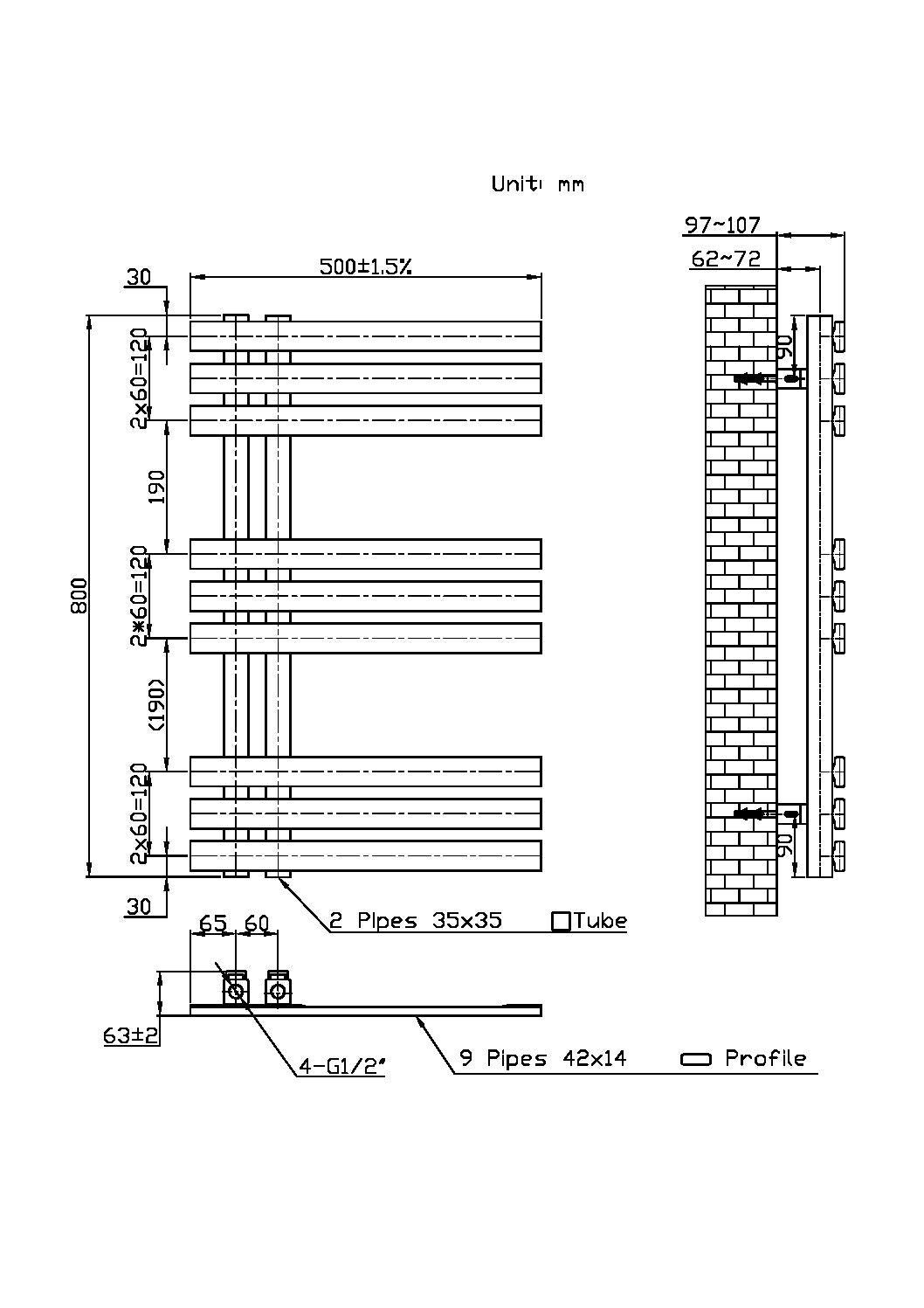 Elizabeth Towel Radiator – 500 X 800