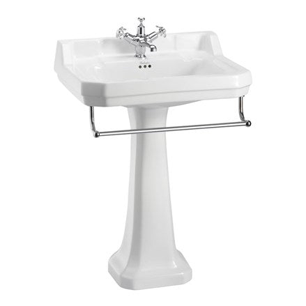 Edwardian 61cm Basin, Towel Rail & Standard Pedestal