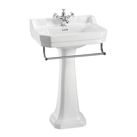 Edwardian 56cm Basin, Towel Rail & Standard Pedestal