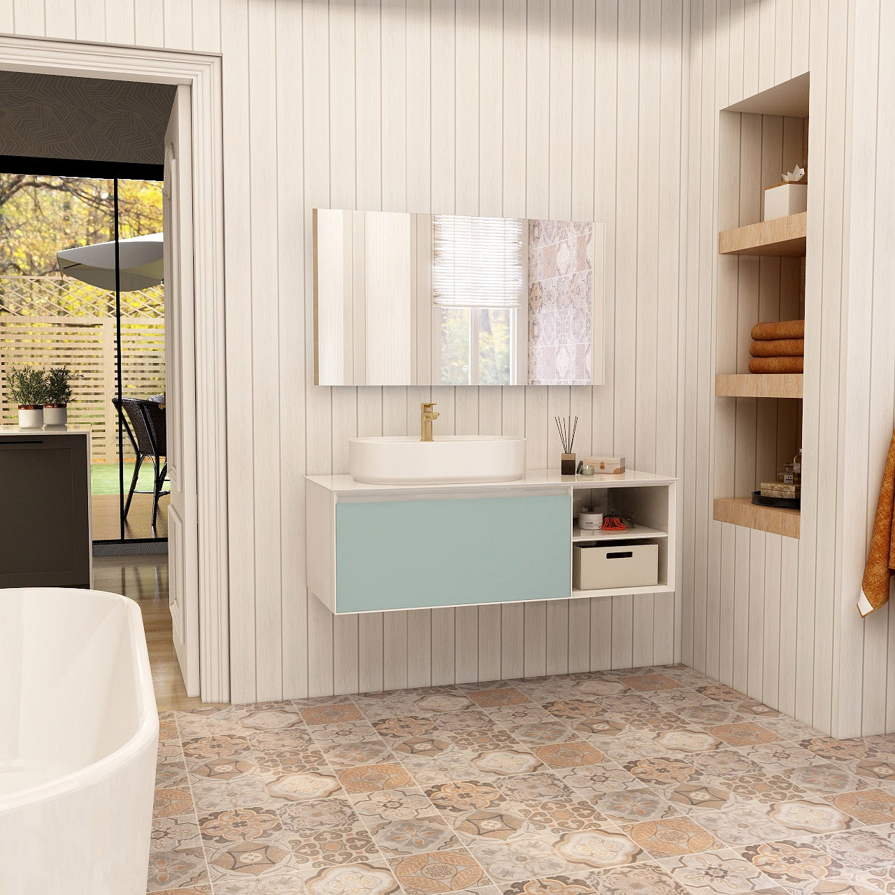 Essence 1200mm single Drawer cabinet in Duck Egg Blue