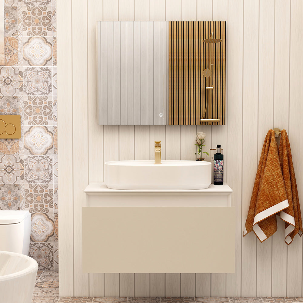 Essence 800mm single Drawer cabinet in Cashmere