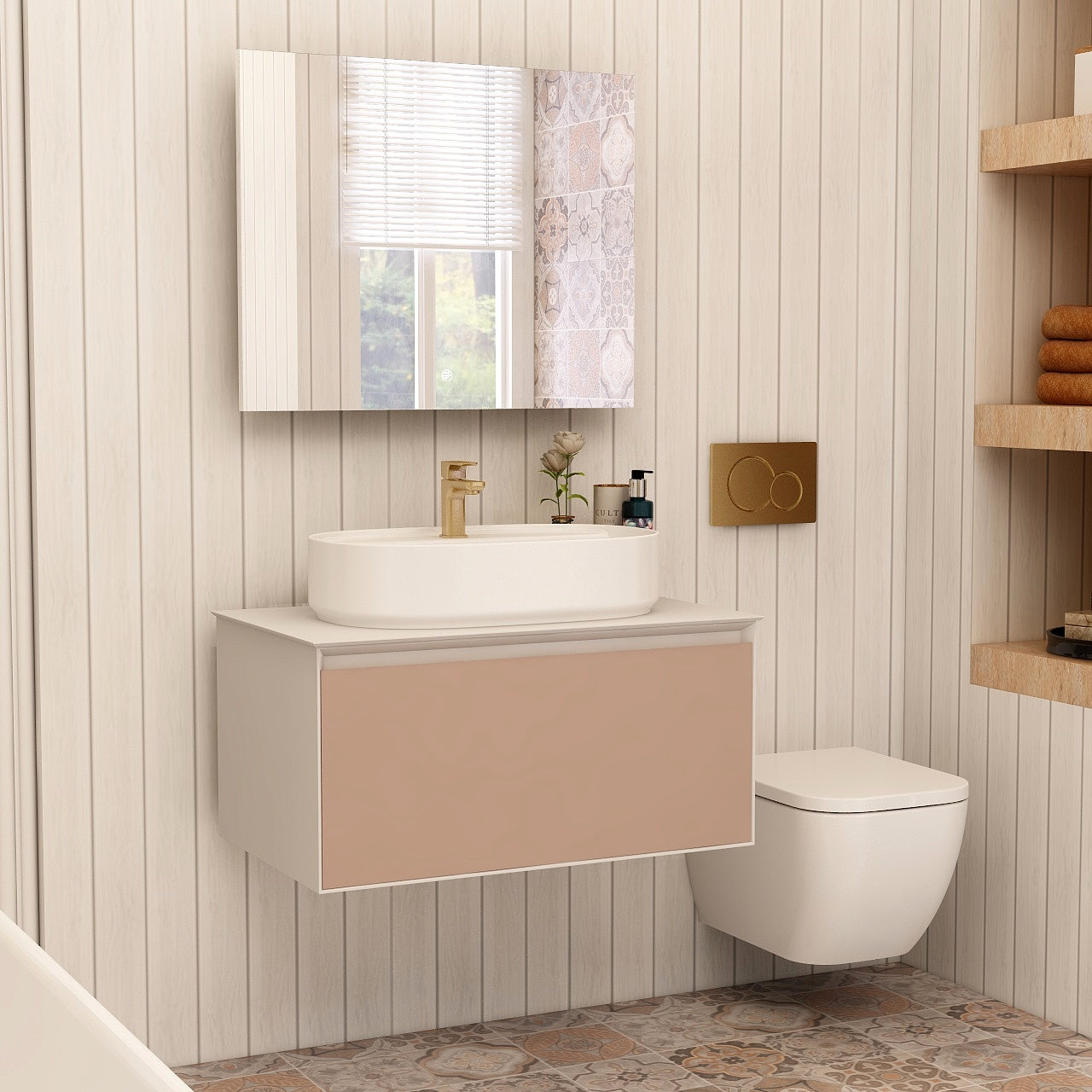 Essence 800mm single Drawer cabinet in Matt Stone