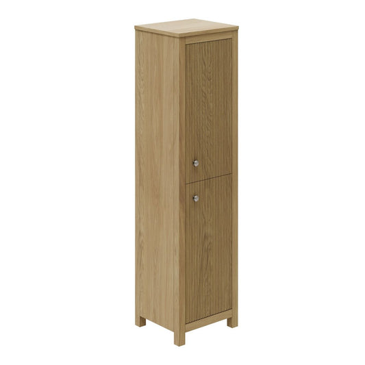 Addison Ribbed Natural Oak Floor Standing Tall Bathroom Cabinet