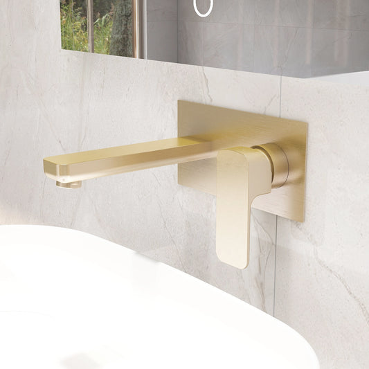 flite 2 hole wall mounted basin mixer in Brushed Brass