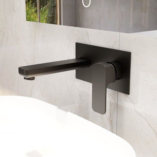 flite 2 hole wall mounted basin mixer in Matt Black