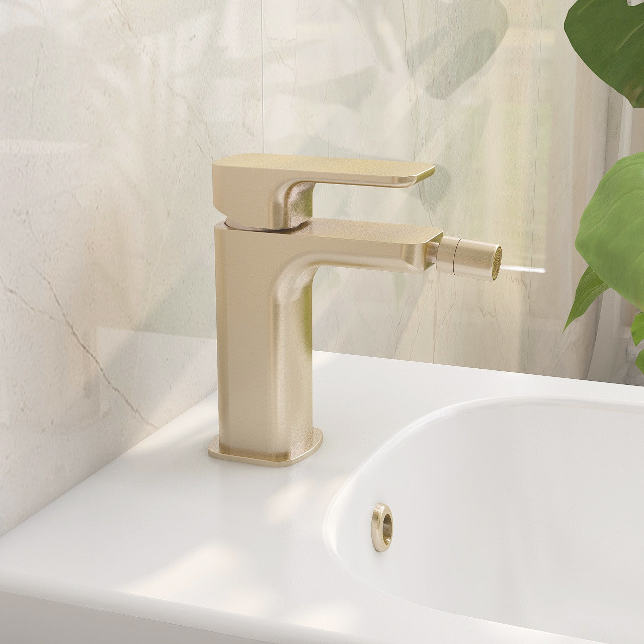 Flite bidet mixer in Brushed Brass with clicker waste