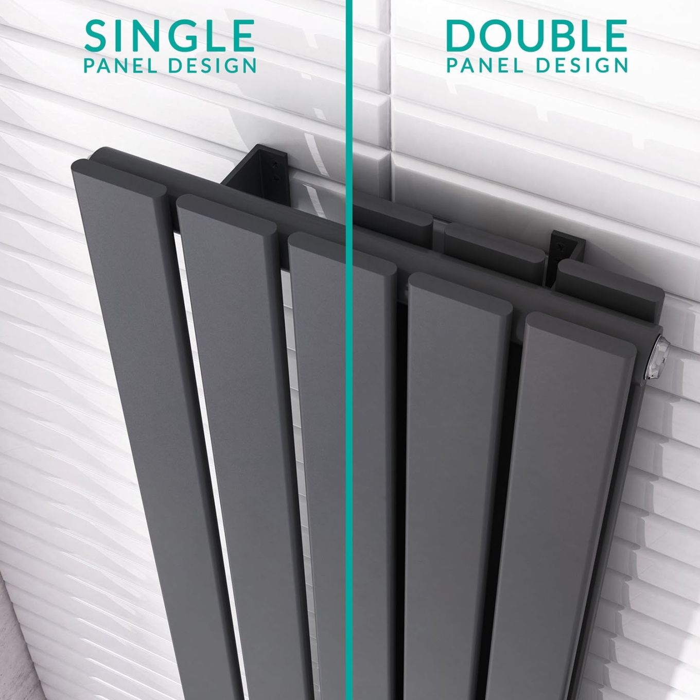 Perth Grey Double Horizontal Flat Panel Radiator 476x1200mm