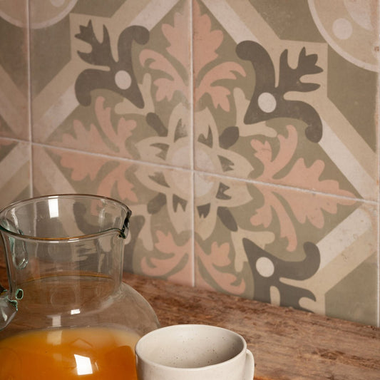 Rome Sage Matt Porcelain Patterned Tile 223x223mm