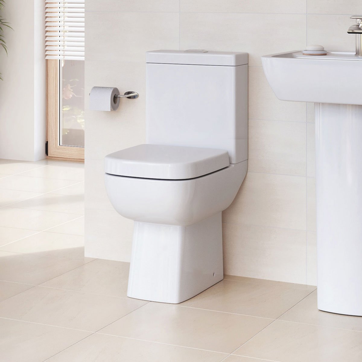 Alfrick Close Coupled Comfort Height Toilet with Soft Close Wrap Over Seat