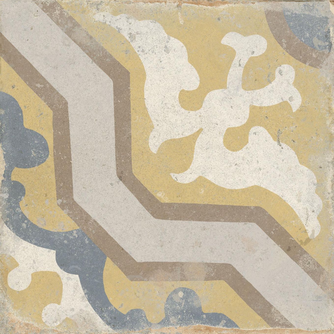 Rome Mustard Matt Porcelain Patterned Tile 223x223mm