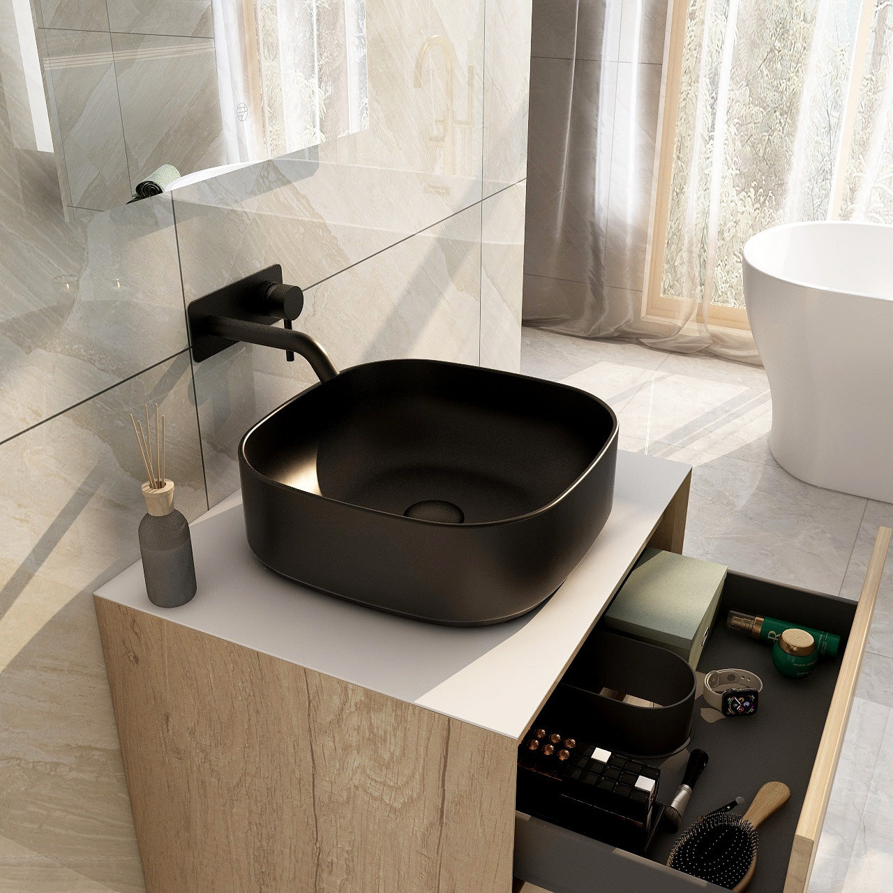 Ravine 400mm Countertop basin in Black