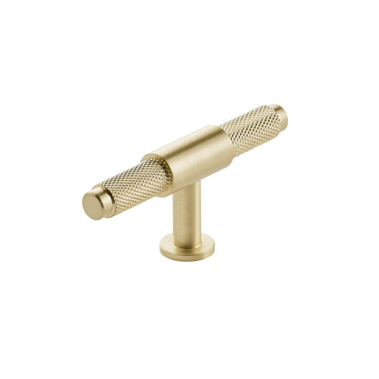 Knurled T Bar 95mm Handle Brushed Brass