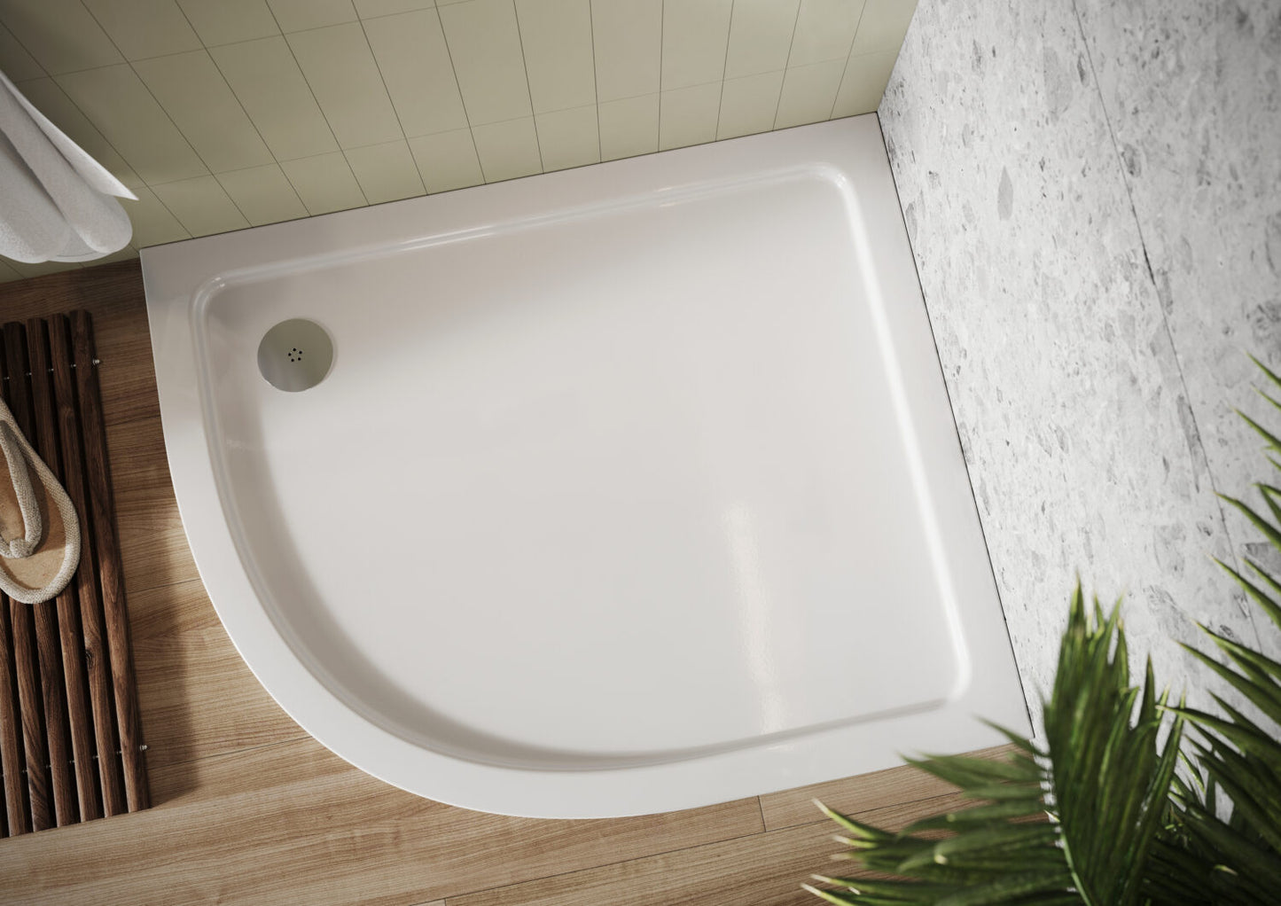 Eco-Stone Offset Quad Shower Tray LH 1200 X 900