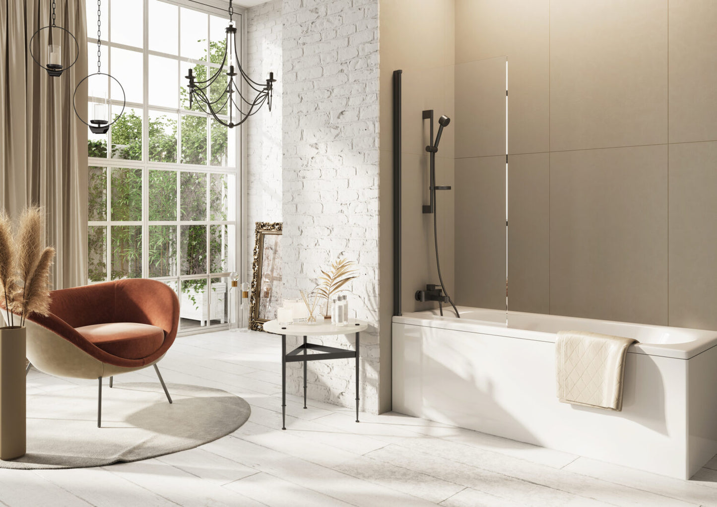 Thalia Single Panel Bath Screen