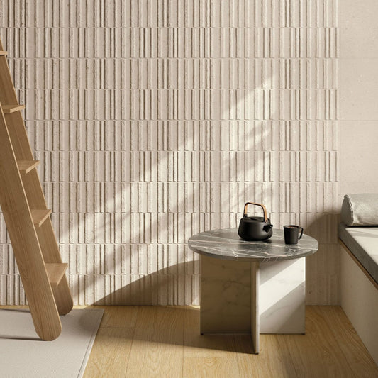 Matterhorn Bone Wavy Matt Ceramic Tile 1000x333mm