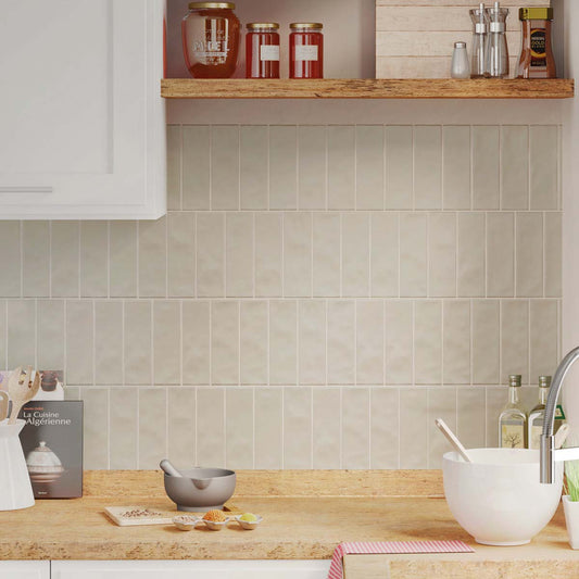 Borneo Soft Grey Matt Porcelain Tile 65x200mm