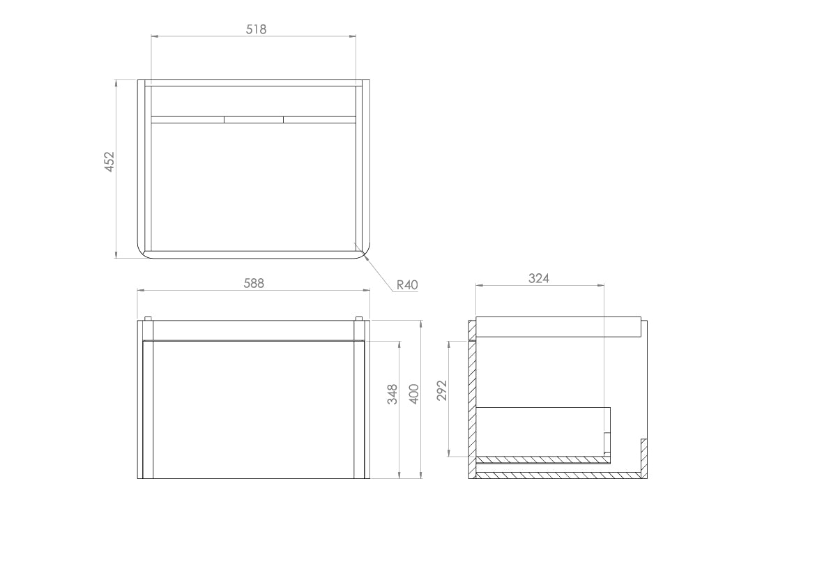 Saneux HYDE 60cm 1 Drawer Wall Mounted Unit - Matte Finish Options Available