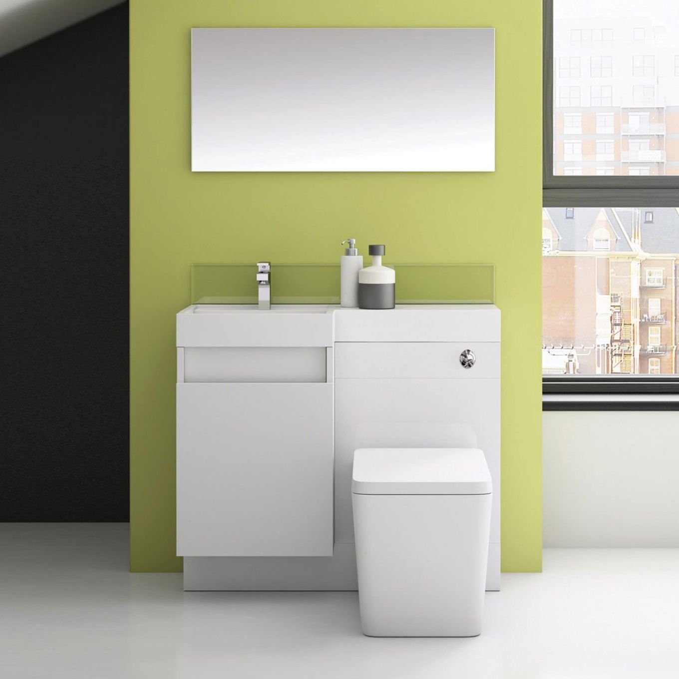 Summers Gloss White Left Hand Combination Vanity Basin and WC Unit 900mm