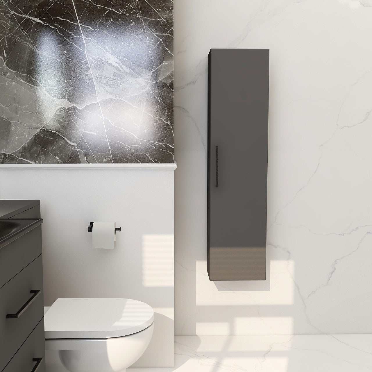 Single door wall storage unit in matt black