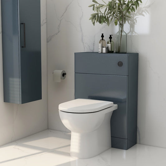 Floor standing WC unit in steel blue (excludes concealed cistern)