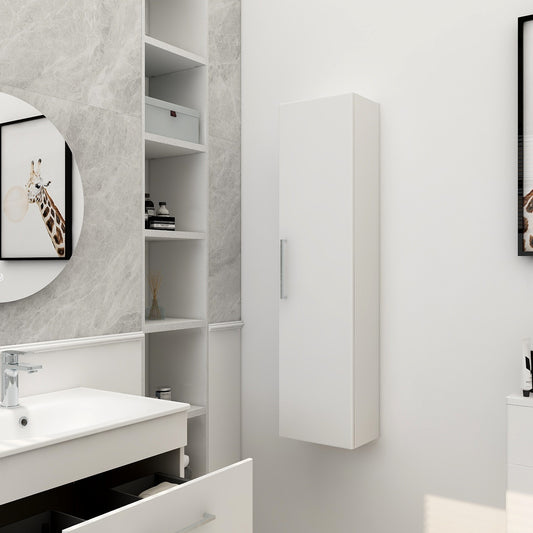 Single door wall storage unit in matt white