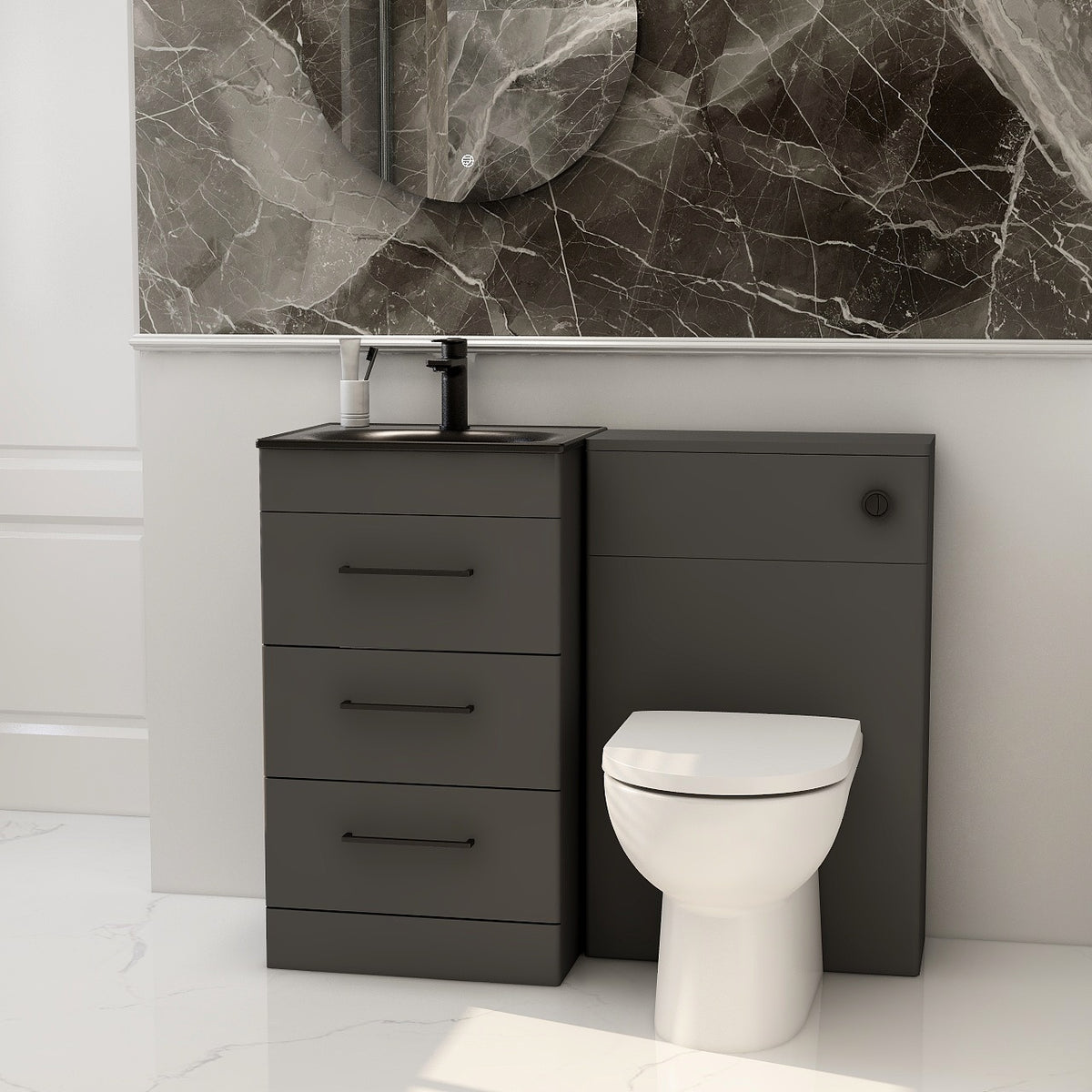Wc Full Unit Floor standing WC unit in matt black (excludes concealed cistern ...