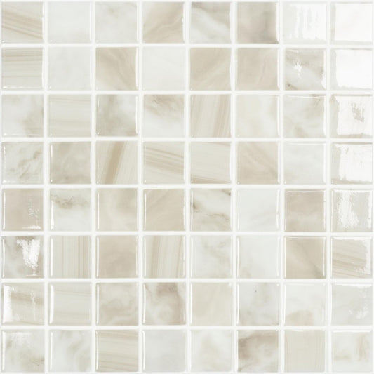 Pacific Sea Salt Ivory Glass Mosaic Tile 315x315mm