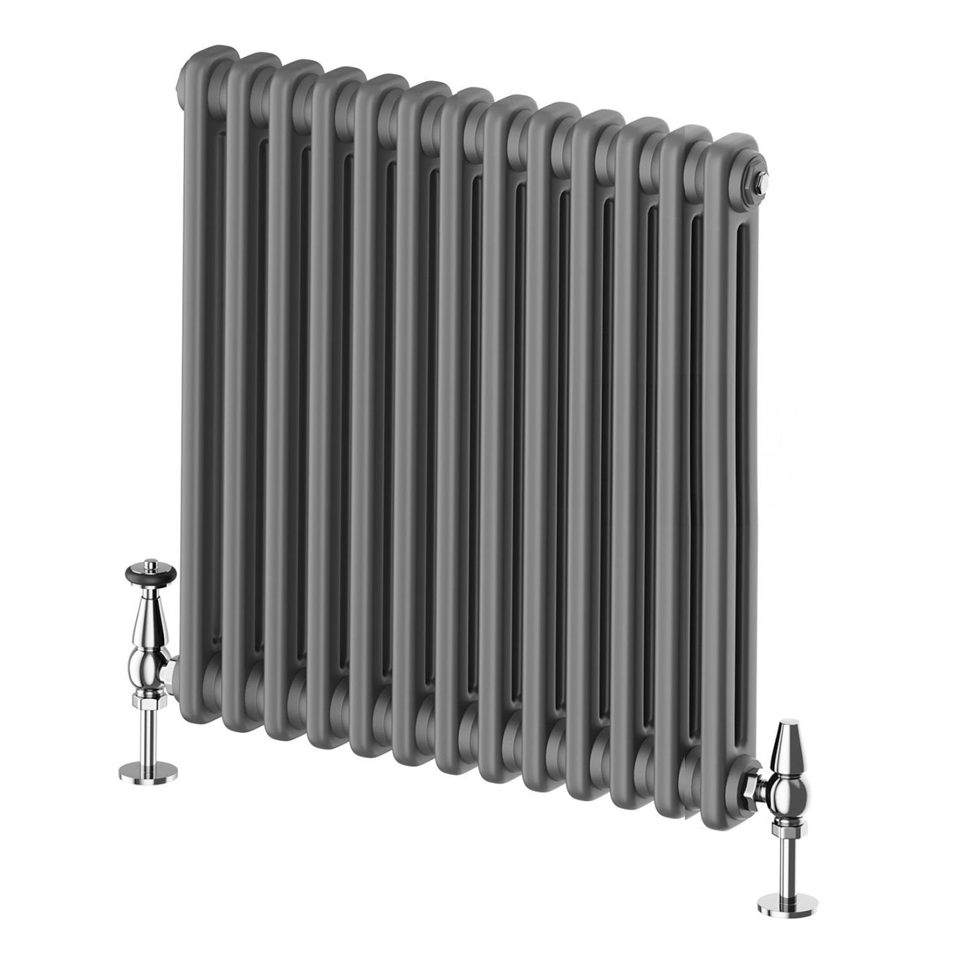 Upton Grey Double Horizontal Column Radiator 600x605mm