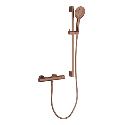 Aden Bronze Round Exposed Thermostatic Bar Valve & Slide Rail Shower Kit