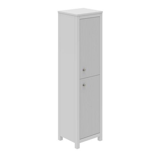 Addison Ribbed White Floor Standing Tall Bathroom Cabinet