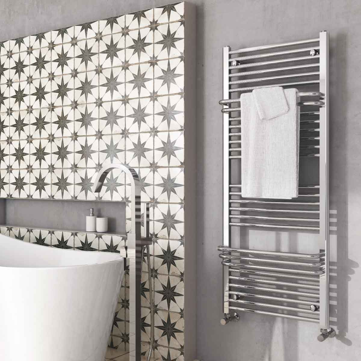 Pico Chrome Heated Towel Rail 1400x550mm