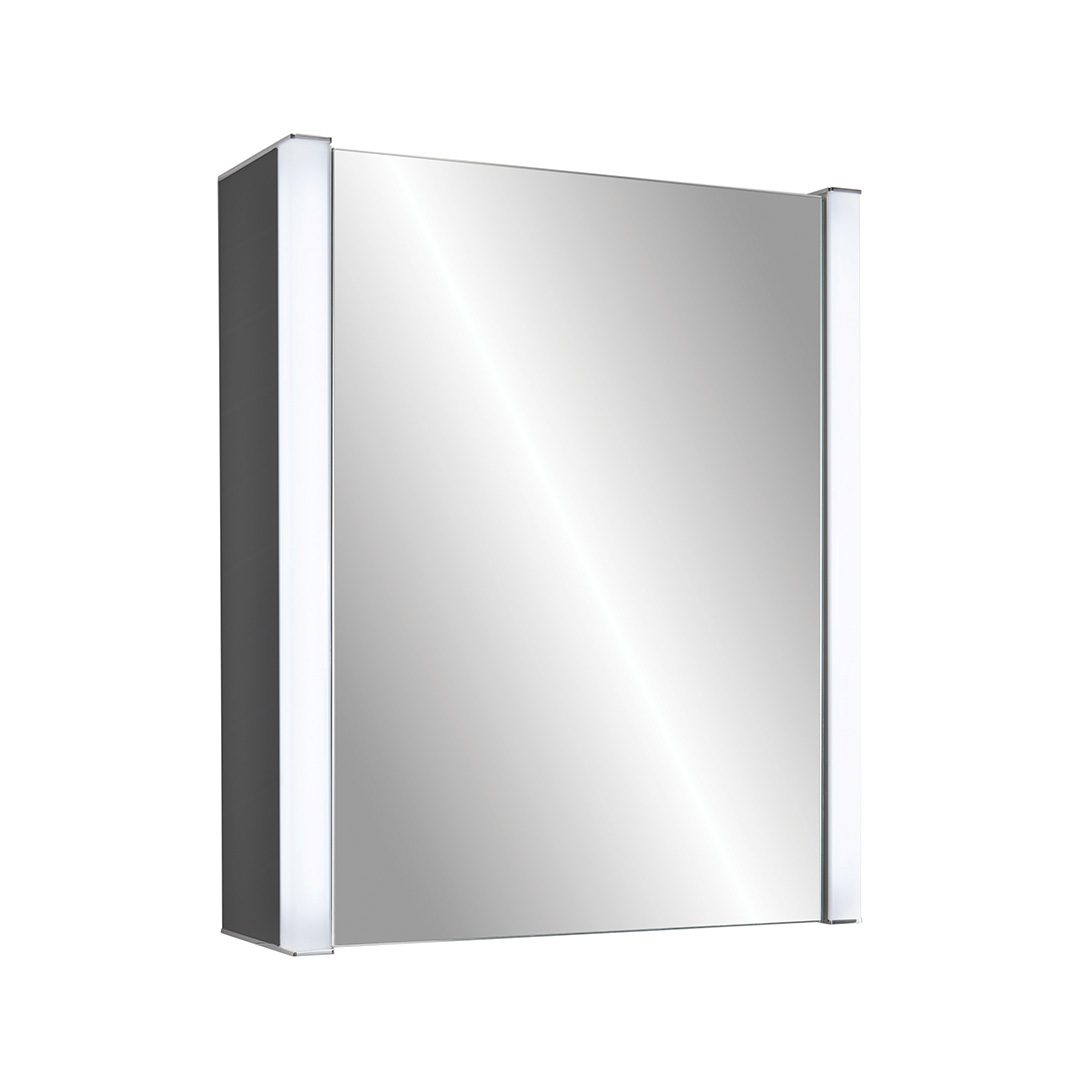 Elegant Haven Jura 500mm 1 Door Led Gloss Anthracite Bathroom Mirror Ca