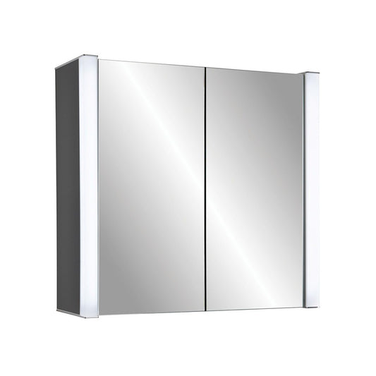 Elegant Haven Jura 600mm 2 Door Led Gloss Anthracite Bathroom Mirror Ca