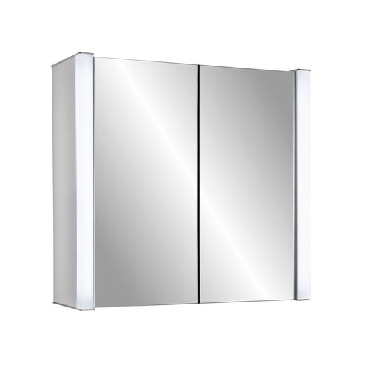 Elegant Haven Jura 600mm 2 Door Led Gloss White Bathroom Mirror Cabinet