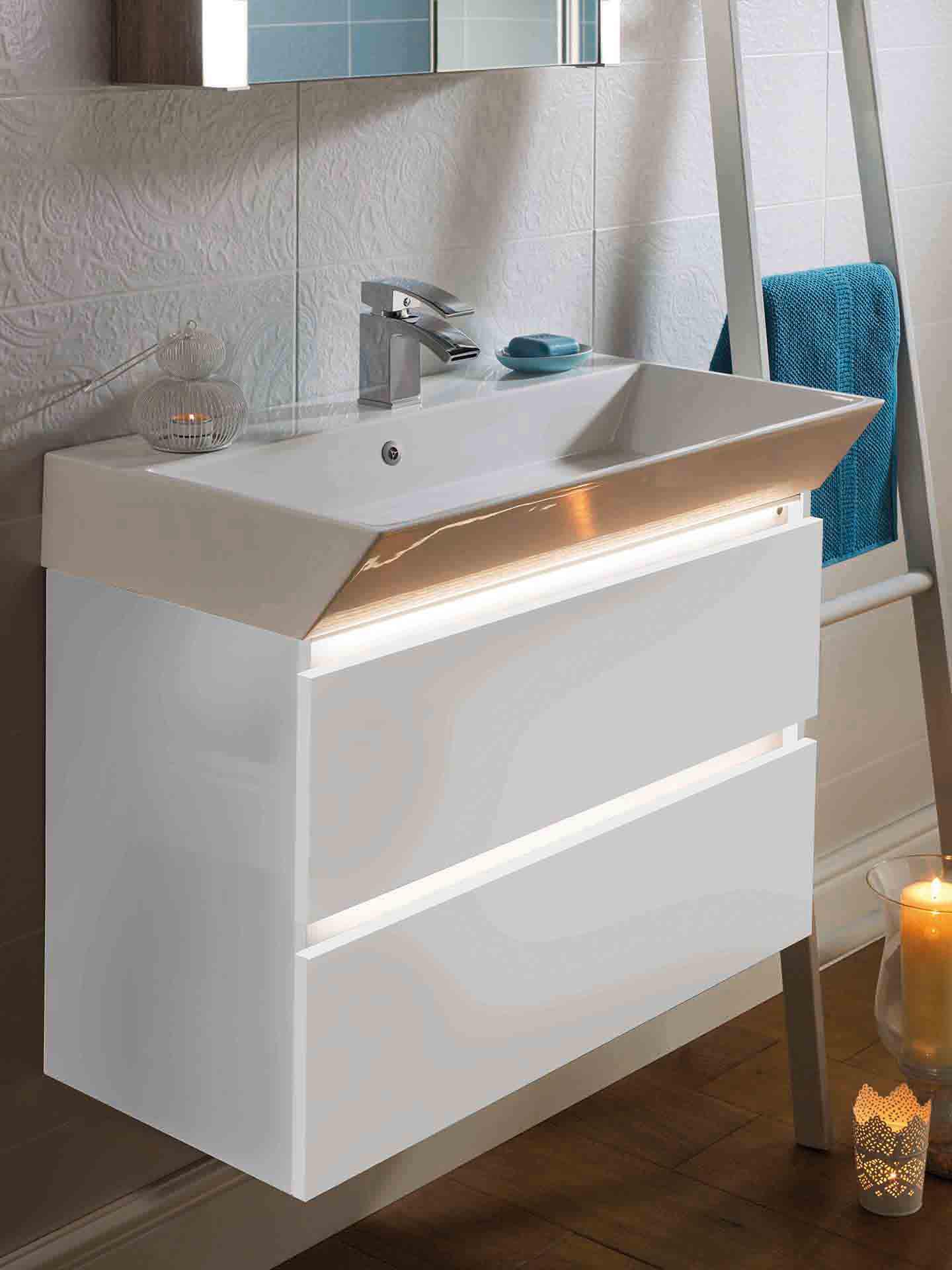 Elegant Haven Jura 800 Gloss White Led Unit And Slope Basin 56101-56100 56101-