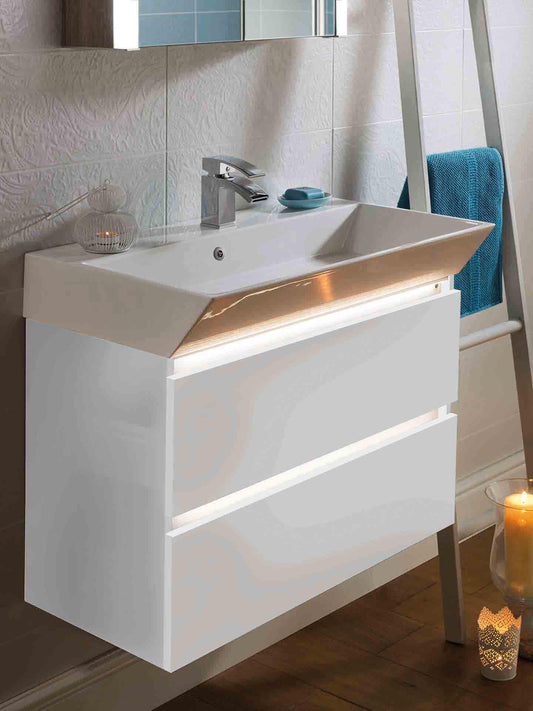 Elegant Haven Jura 800 Gloss White Led Unit And Slope Basin 56101-56100 56101-