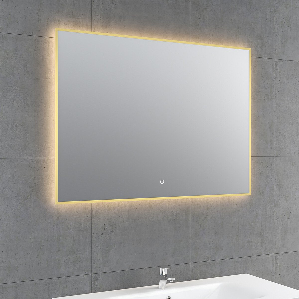 Rione Rectangular Gold Backlit LED Mirror 1000x550mm