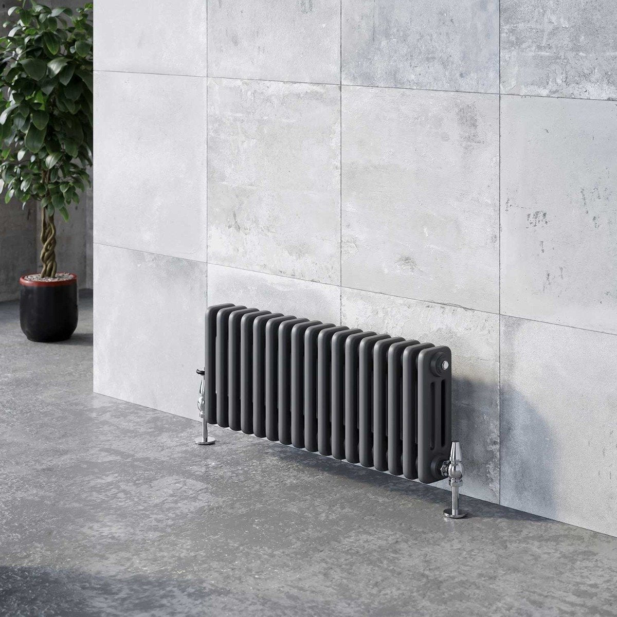 Upton Grey Triple Horizontal Column Radiator 300x785mm