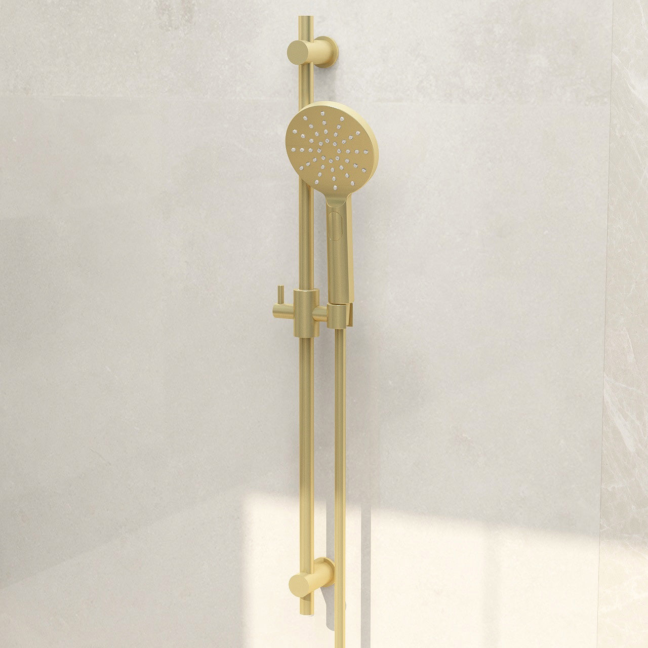 Contemporary Brushed Brass, Solid Brass Slide Rail Set with Smooth Hose and Multifunction Handset