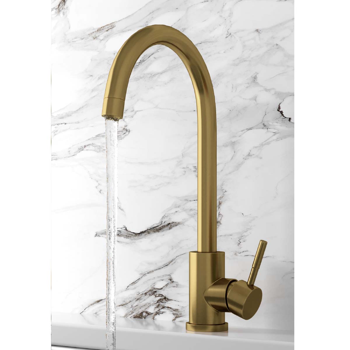 Manhattan Brushed Brass Kitchen Mixer Tap