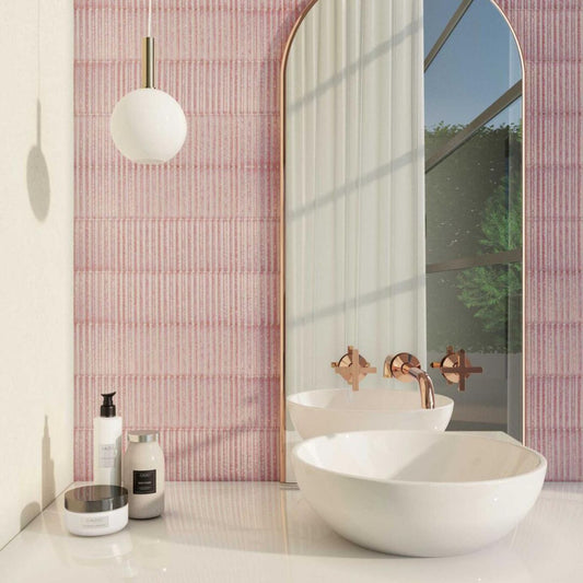 Canillo Garnet Pink Gloss Ceramic Brick Tile 300x75mm