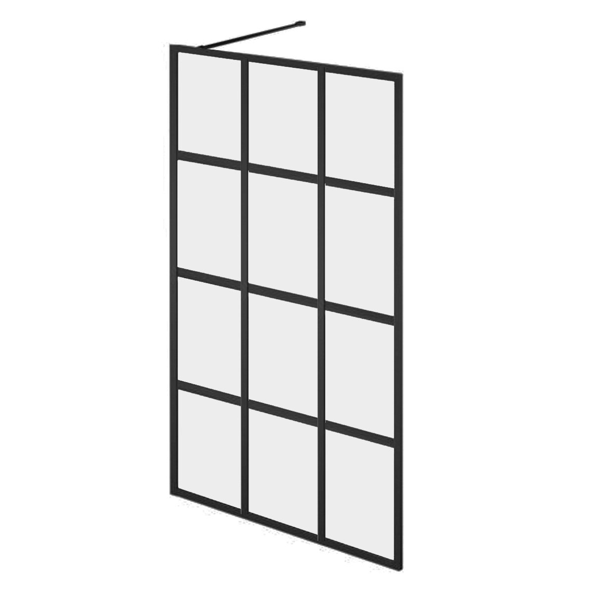Amien Matt Black Grid Framed Shower Screen 1080mm