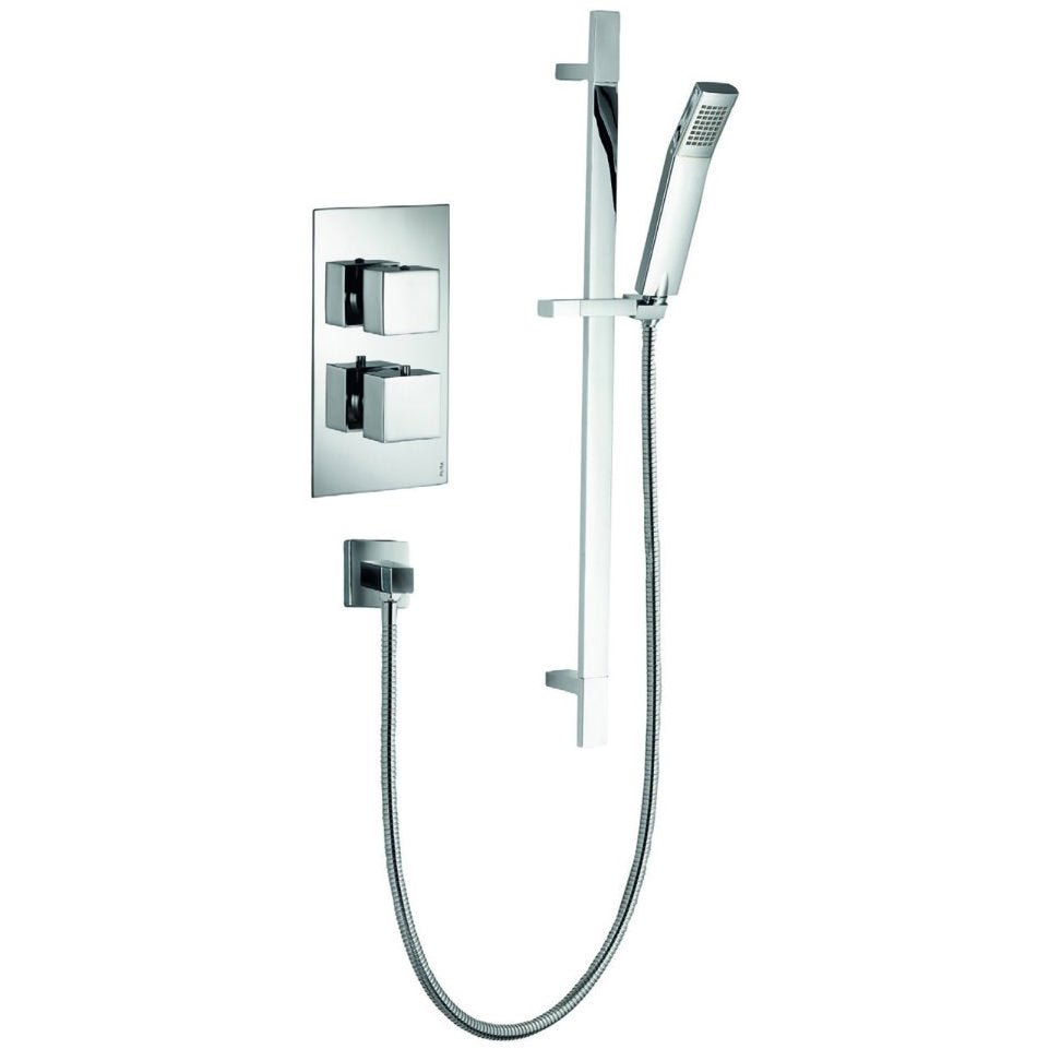 Imex Bloque2 Chrome Single Outlet Concealed Thermostatic Valve With Shower Kit