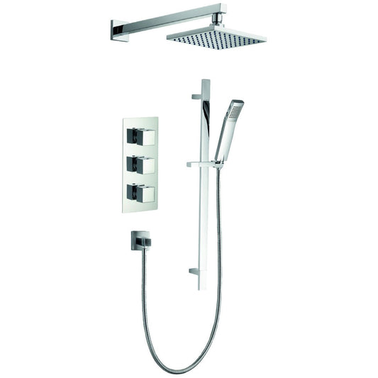 Imex Bloque2 Chrome Triple Thermostatic Valve With Head And Slide Rail Kit