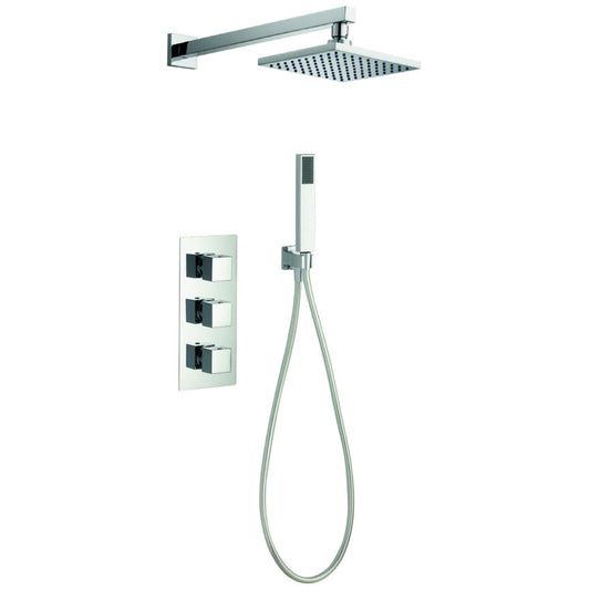 Imex Bloque2 Chrome Triple Thermostatic Valve With Head And Handset Kit