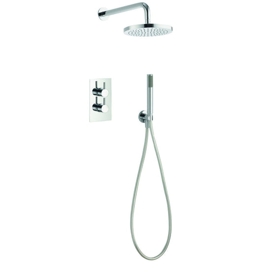 Imex Arco Chrome Twin Outlet Thermostatic Valve With Head And Handset Kit