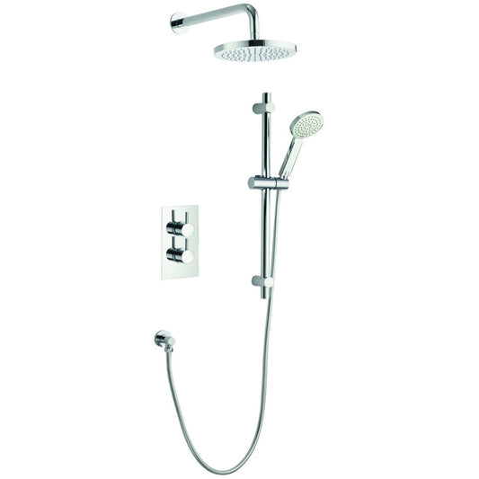 Imex Arco Chrome Twin Outlet Thermostatic Valve With Head And Slide Rail Kit